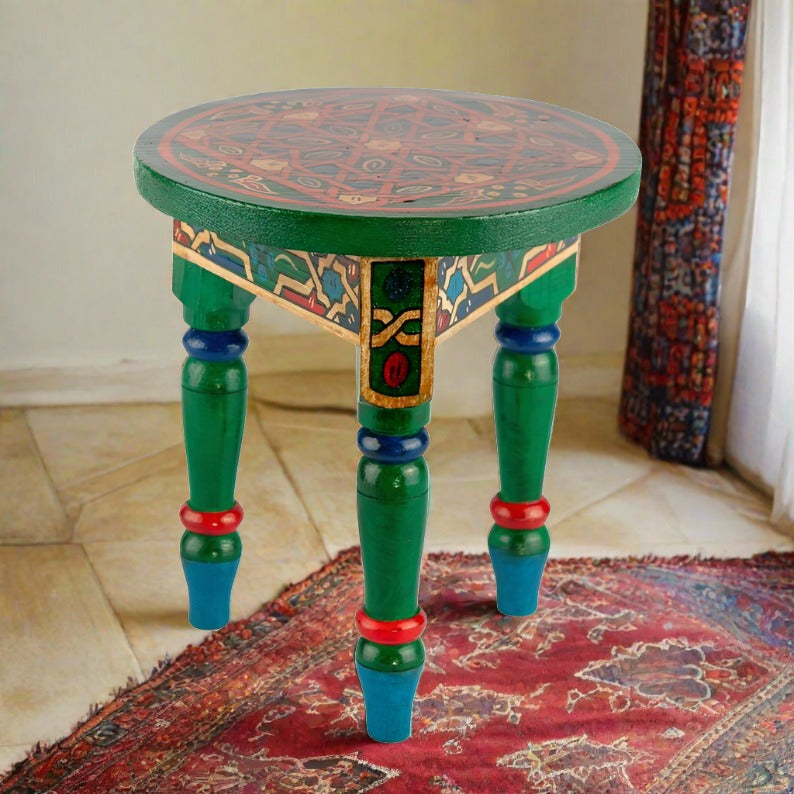 Handcrafted Moroccan table Chinua green. FREE SHIPPING