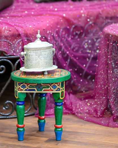 Handcrafted Moroccan table Chinua green.