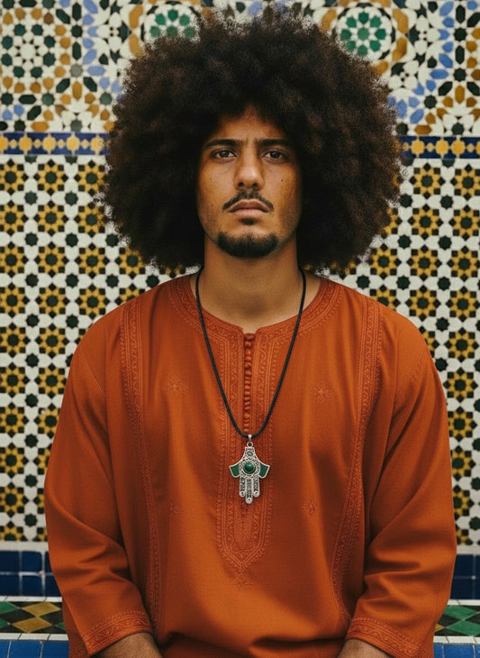 Amazigh Silver Khmissa Leather cord  ⵅⵎⵉⵙⵙⴰ Neklace.