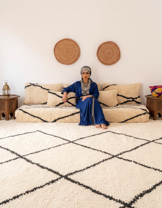 210cm/7ft Handmade Amazigh Sofa Moussa ⵜⴰⴼⵍⴻⵙⵜ
