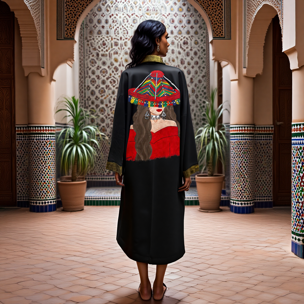 Dar Chi Amazigh white Kimono Unisex Azul ⴰⵣⵓⵍ