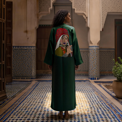 Dar Chi Amazigh Green Kimono Unisex Tasadit ⵜⴰⵙⴰⴷⵉⵜ