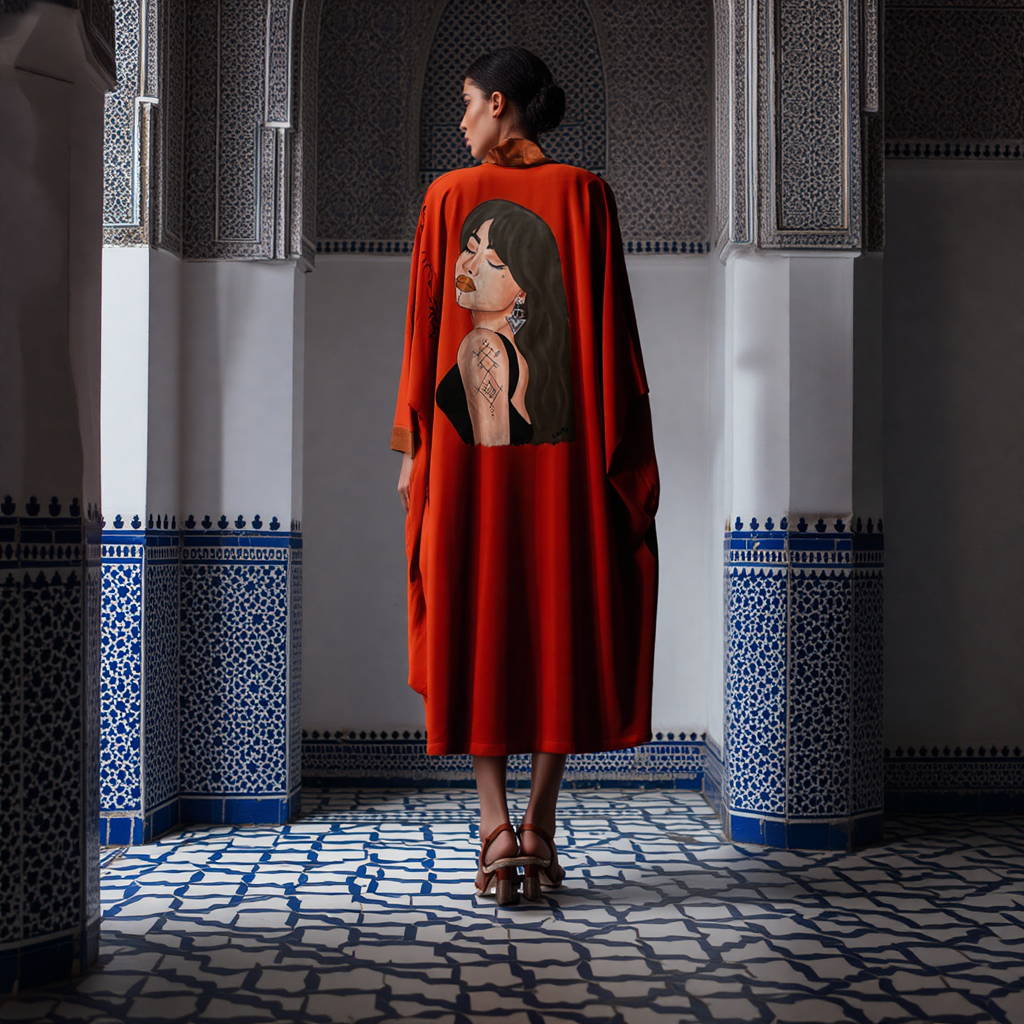 Dar Chi Amazigh white Kimono Unisex Tileli ⵜⵉⵍⴻⵍⵉ