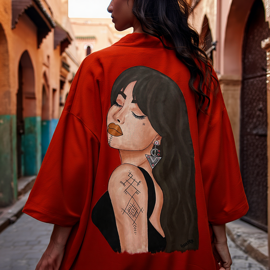 Dar Chi Amazigh white Kimono Unisex Tileli ⵜⵉⵍⴻⵍⵉ