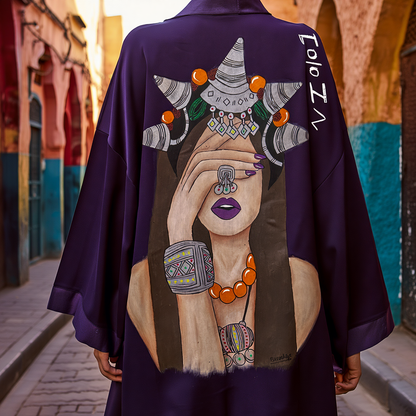 Dar Chi Amazigh white Kimono Unisex Yaz ⴰⵣⵓⵍ