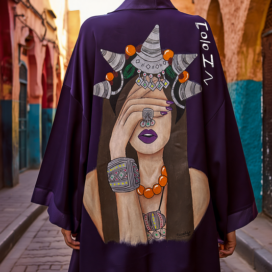 Dar Chi Amazigh white Kimono Unisex Yaz ⴰⵣⵓⵍ