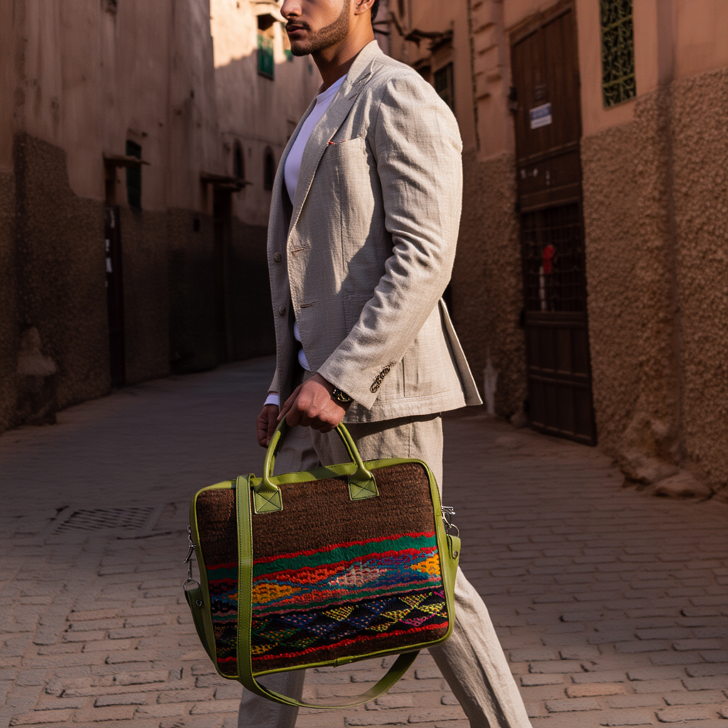 Leather Laptop Bag Amazigh Rug Tayri  ⵜⴰⵢⵔⵉ