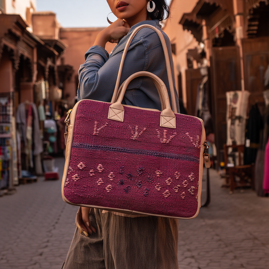 Leather Laptop Amazigh rug Bag Tayri  ⵜⴰⵢⵔⵉ