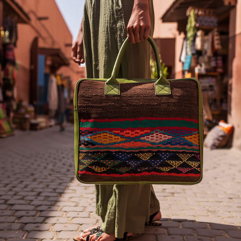 Leather Laptop Bag Amazigh Rug Tayri  ⵜⴰⵢⵔⵉ