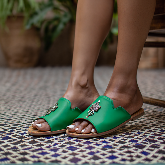 Leather Slippers Fibula – Green 37