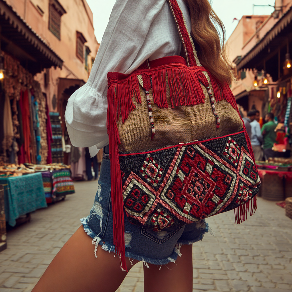 Medium Rafia Beads Bag ⵉⵎⴰⵣⵉⵖⵏ