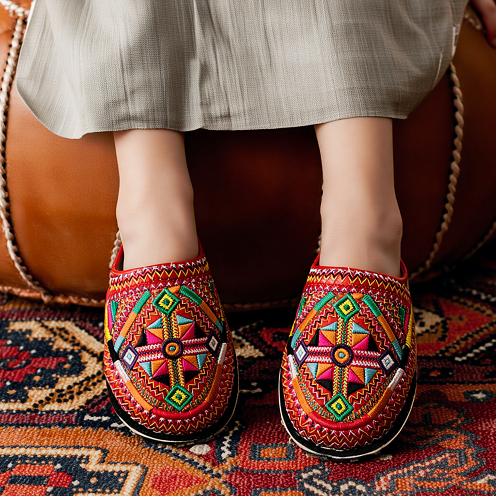 Kids Leather Slippers Red