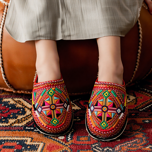 Kids Leather Slippers Red