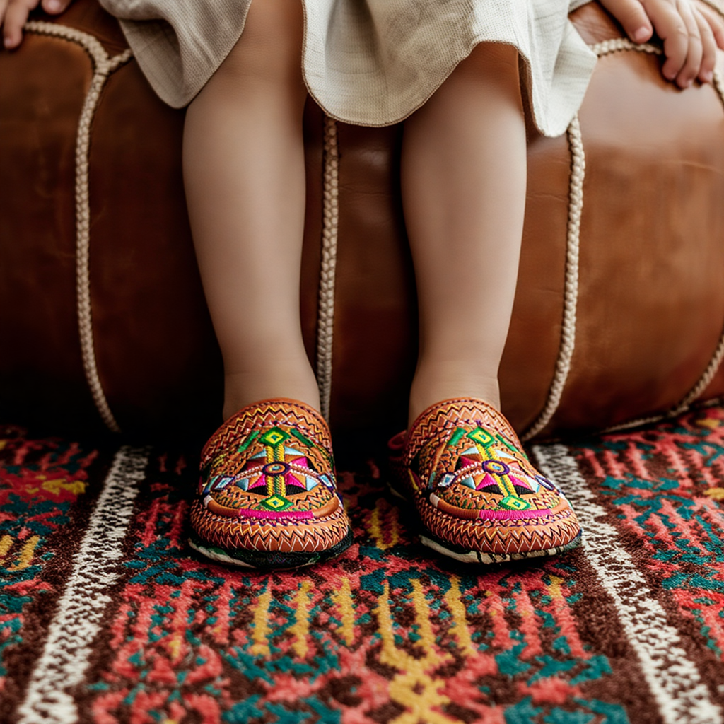 Kids Leather Slippers Orange – 2-in-1 Comfort & Style