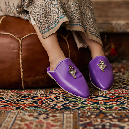 Kids Leather Babouche Fibula Purple.