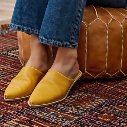 Leather Babouche light Marigold 40.