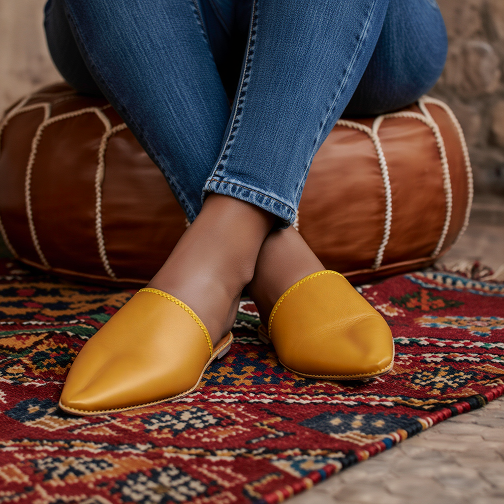 Leather Babouche Orange.