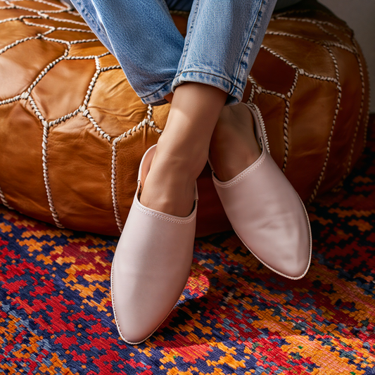 Leather Babouche- Light pink 38